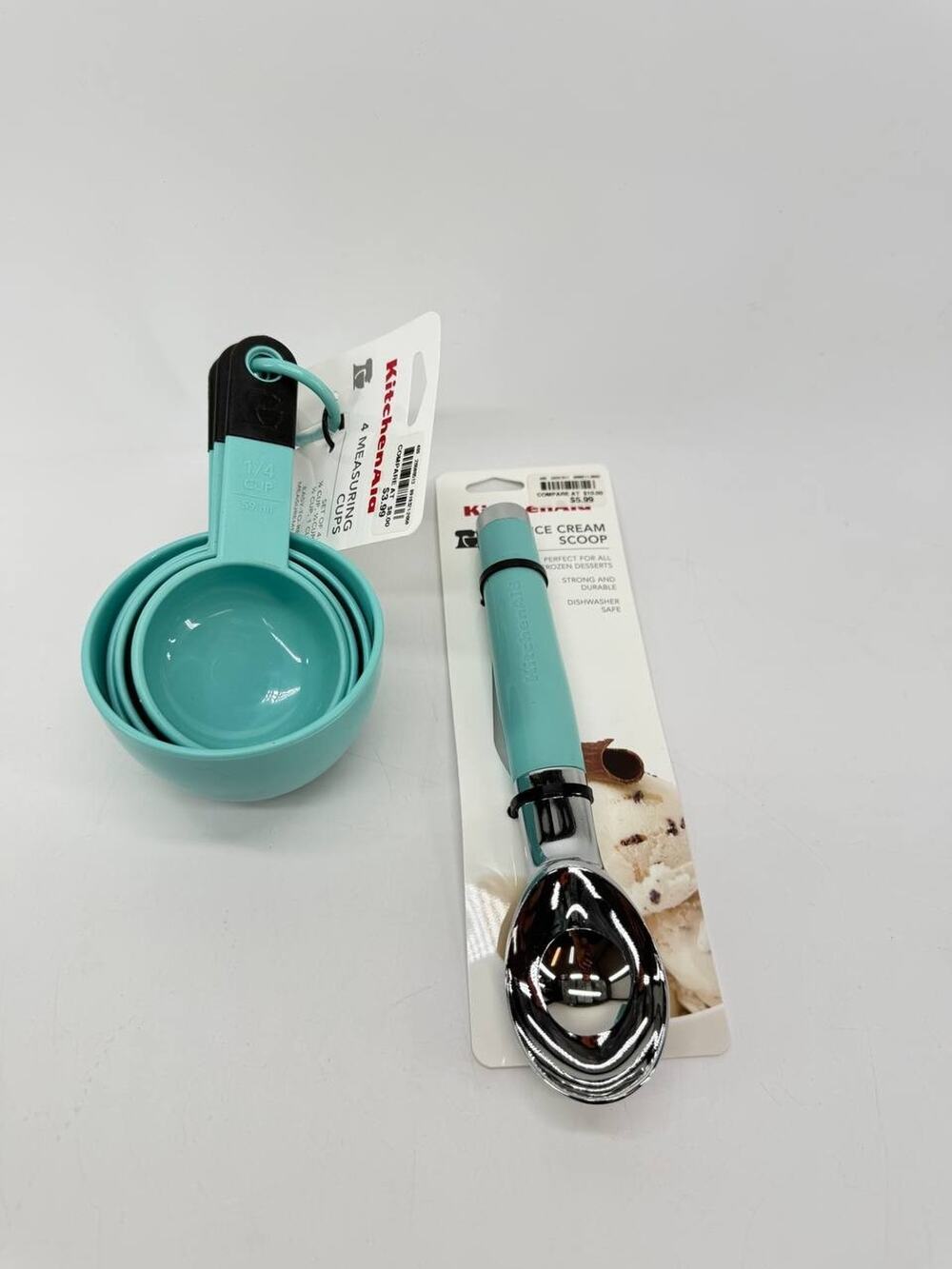 KitchenAid Aqua Measuring Cups & Ice Cream Scoop Kitchen Utensils New